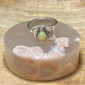 Ethiopian Opal 925 Sterling Silver Adjustable Open Ring